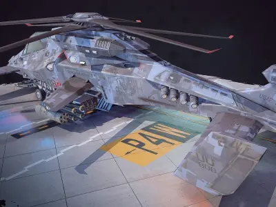 Sci-fi Helicopter Low-poly 3D model by sasa-chirileac