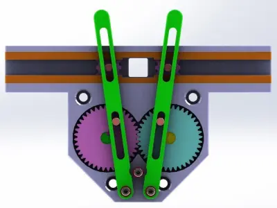 Mechanism Design A001-Rotating to Linear motion-gear and rod Free 3D print model