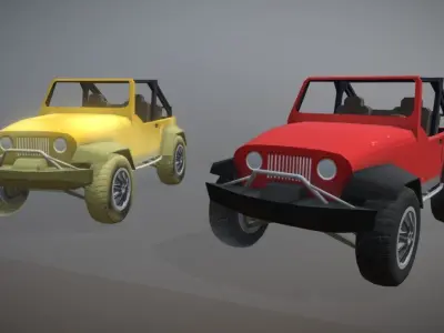 Offroad jeep car Low-poly 3D model