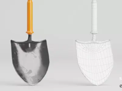 Round Mouth Shovel Ground Works Instrument Low-poly 3D model
