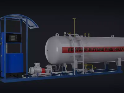 LPG Propane-Butane Fuel Station Low-poly 3D model