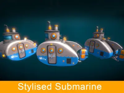 Stylized Submarine Low-poly 3D model