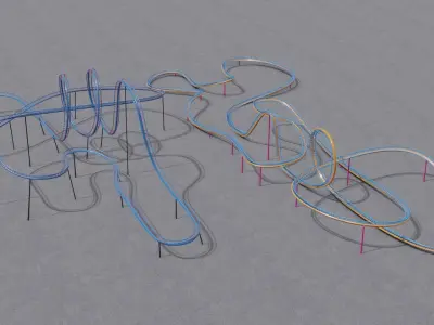 TWO Rollercoaster 3D Model Pack 3