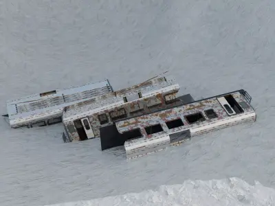 Abandoned Train Low-poly 3D model