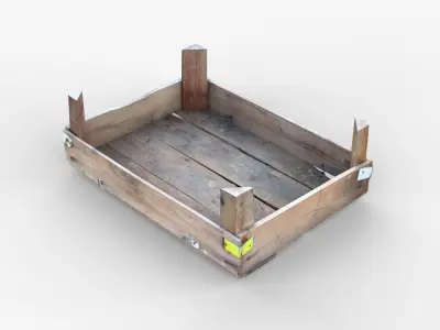 Wooden Crate Fruit Short Scan Low-poly 3D model