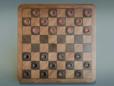 Checkers Low-poly 3D model