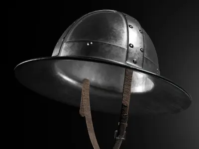 Kettle Medieval Helmet Low-poly 3D model