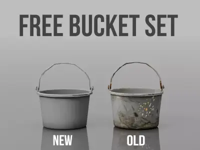 Bucket Set New And Worn Free Free low-poly 3D model