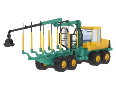 Harvester Forestry Crane Forwarder M208F Low-poly 3D model