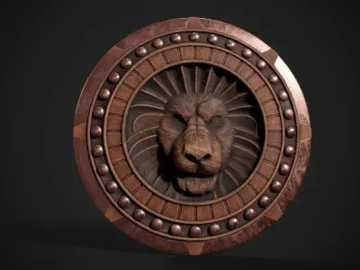 Lion Head Shield Low-poly 3D model