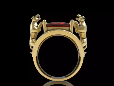 Princess Diamond Panther Head Cocktail Ring 3D print model