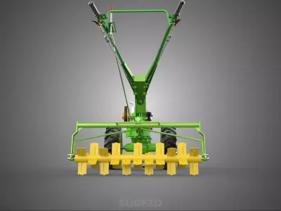 HAND TRACTOR ROTO PUDDLER BLADE CULTIVATOR TWO WHEEL RUBBER TIRE 3D model