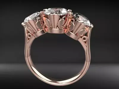 Classic Diamond Trilogy Ring 3D print model