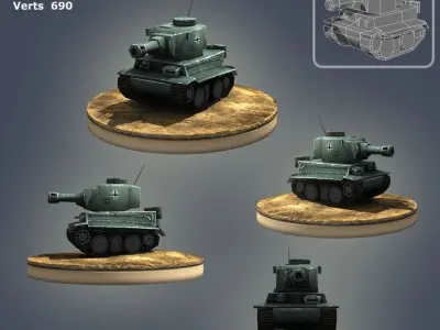 Low poly Mini Tank Low-poly 3D model