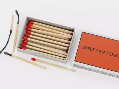Matchbox with Matches V2 - Unlit and Burned - Custom Design 3D model