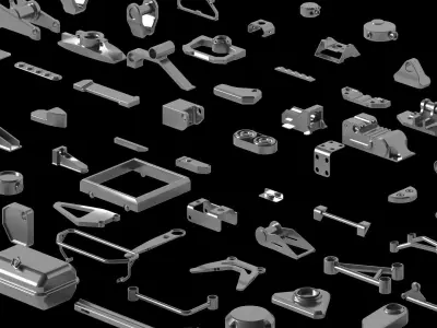 Hard surface Kitbash - 100 Details Low-poly 3D model