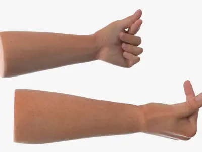 Male Hand Pair with Finger Heart Gesture 3D model