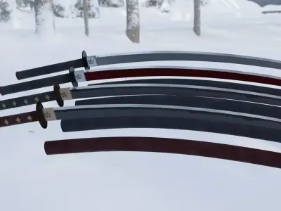 Katana samurai swords for sims Low-poly 3D model