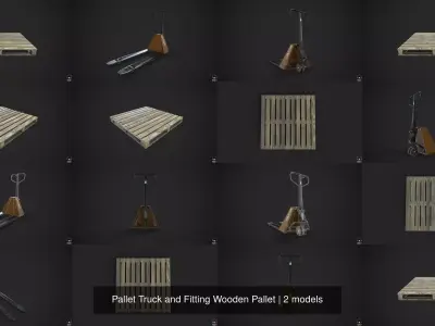 Pallet Truck and Fitting Wooden Pallet 3D Model Pack