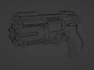 gun six bullets Low-poly 3D model