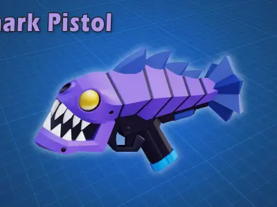 Shark Pistol Game Ready 3D Model Low-poly 3D model