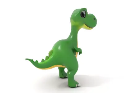 Cartoon Green Dinosaur Model Pack Low-poly 3D model