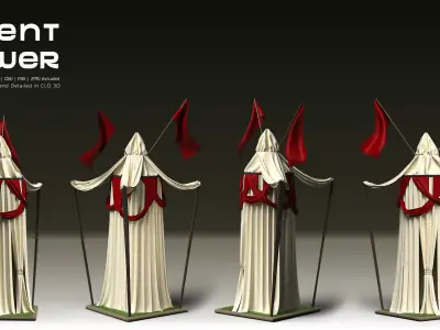 5 Stylized Tent Towers   Fantasy  Environment Pack Vol 1 3D model