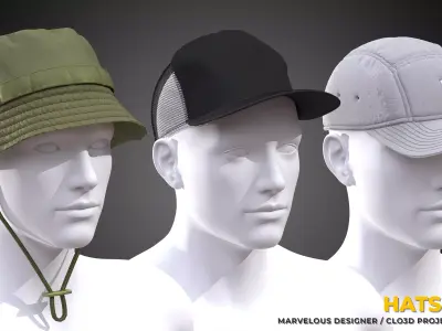 Mens Hats pack 3D model