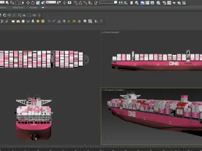 2 types Container ships  3D Model Pack