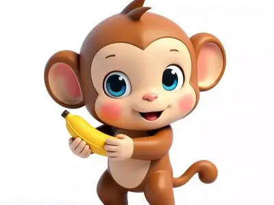 Cute Cartoon Monkey 3D Model Low-poly 3D model