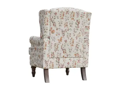 Botanical Upholstered Accent Chair With Wood Legs Low-poly 3D model