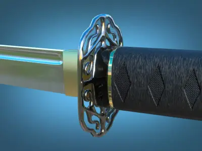 Katana Samurai Sword Japanese Melee Weapon Game Ready Low-poly 3D model