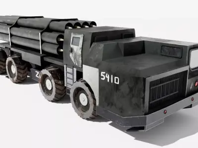 BM-30 Smerch Russian Vehicle Low-poly 3D model