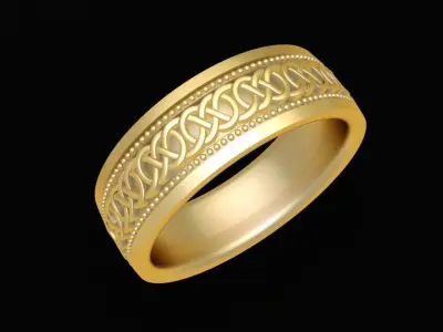 Classic Celtic Pattern Gold Band Ring for Men 118 3D print model