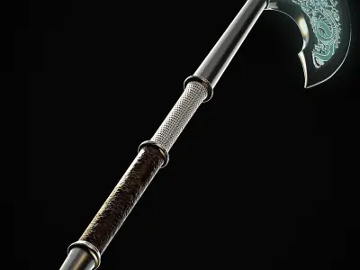 Dragon axe with hidden dirk Low-poly 3D model