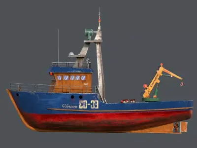 large Metal Ship - PBR Low-poly Game Ready Low-poly 3D model Low-poly 3D model