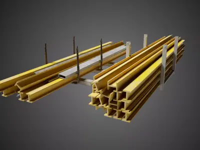 Metal Steel Beams Industrial Prop Low-poly 3D model