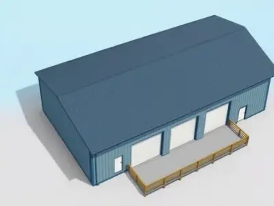 Industrial Warehouse Low-poly 3D model