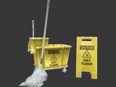 Mop Bucket Game Ready Low-poly 3D model