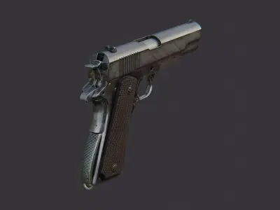 Semi Auto Pistol With Wood Grip Low-poly 3D model