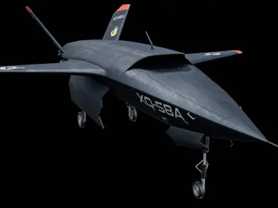 Animated XQ-58 Valkyrie Kratos Military Drone PBR 3D model