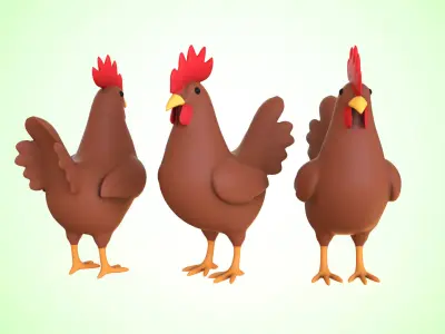 Cartoon Chicken Cute 03 Low-poly 3D model
