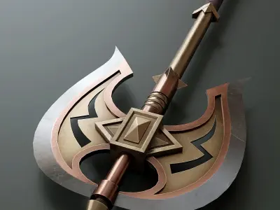Fantasy style battle ax A2 3D model