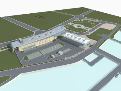 Station Building 3D model 8