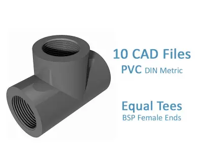 PVC Equal Tees - BSP Female Ends Free 3D model