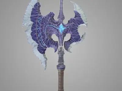Stylized Fantasy Axe Low-poly 3D model purchase