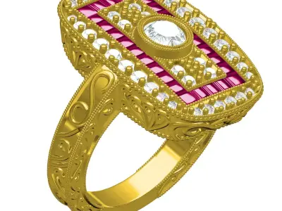 Antique Cocktail Ring 3D print model