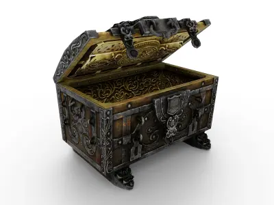 Old Metal Chest Low-poly 3D model