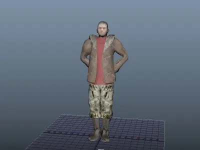 Low poly military man character Old school ps2 games look Low-poly 3D model