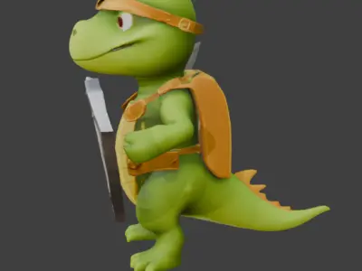Cartoon Dinosaur Stylized Game-Ready 3D Model with PBR Textures Low-poly 3D model